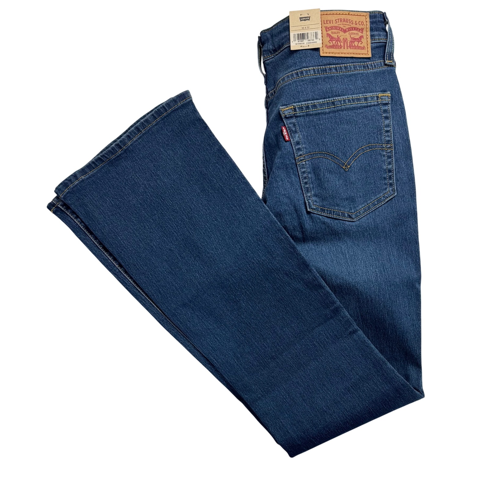 Levis 725 High Rise Bootcut Jeans Stellar Stretch Side Stripe Blue Womens 30x32